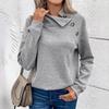 Women's Autumn Winter Asymmetric Collar Textured Sweatshirt Casual Long Sleeve Button Detail Loose Fit Daily Pullover Top