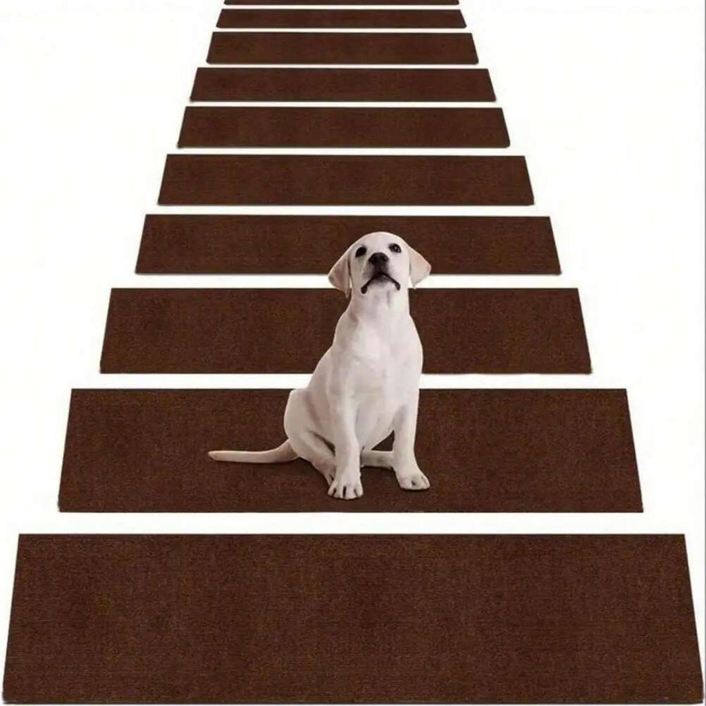 5pcs 100X20cm Staircase Mat Self-adhesive Safety Door Mat Soft Stripe Non-Slip Stair Tread Carpet Mat Home Decor