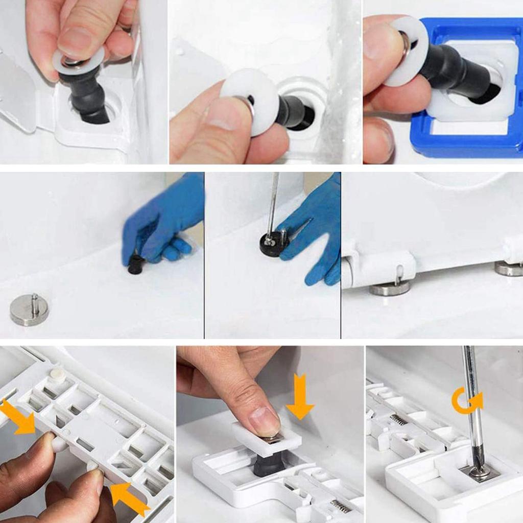 T02C!8 Pack Toilet Seat Screws Toilet Seat Hinges Bolt Expanding Rubber Top Nuts Screw Fixings Fix WC Blind Hole Fittings