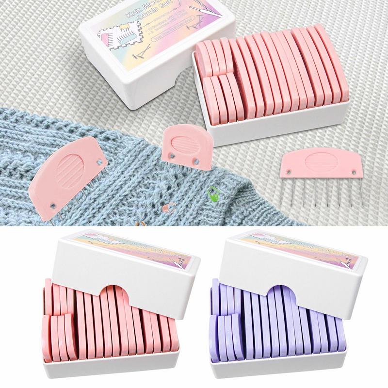 Knit Blockers Essential Knitting Blocking Comb Set Sewing Accessory for Crochet Needlework Perfectly Aligned Blocks Pins Kit