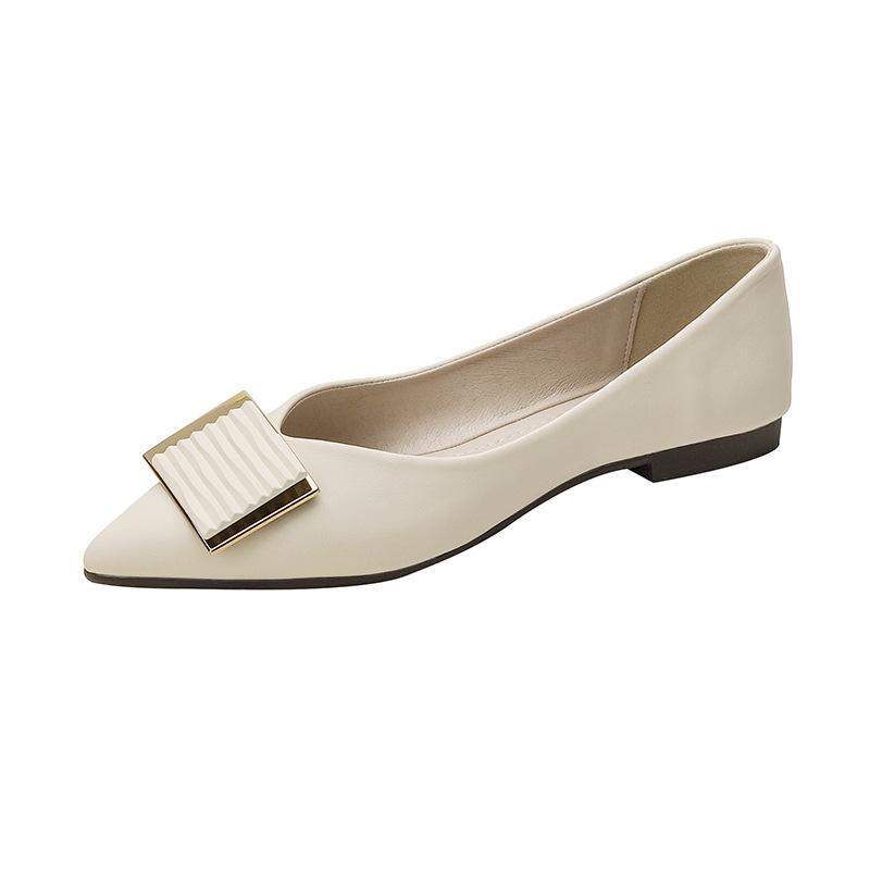 Weiwei Girl 373-16 Pointed Single Shoes Women's Autumn Flat Bottom Versatile Shoes Shallow Mouth One Doudou Shoes Evening Wind Soft Sole Pad Shoes