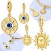 Original Copper Blue Sun Eye Pendant Gold Sun Face Charms Beads Fit Bracelet Women Making Diy Valentine'S Fine Gift Jewelry
