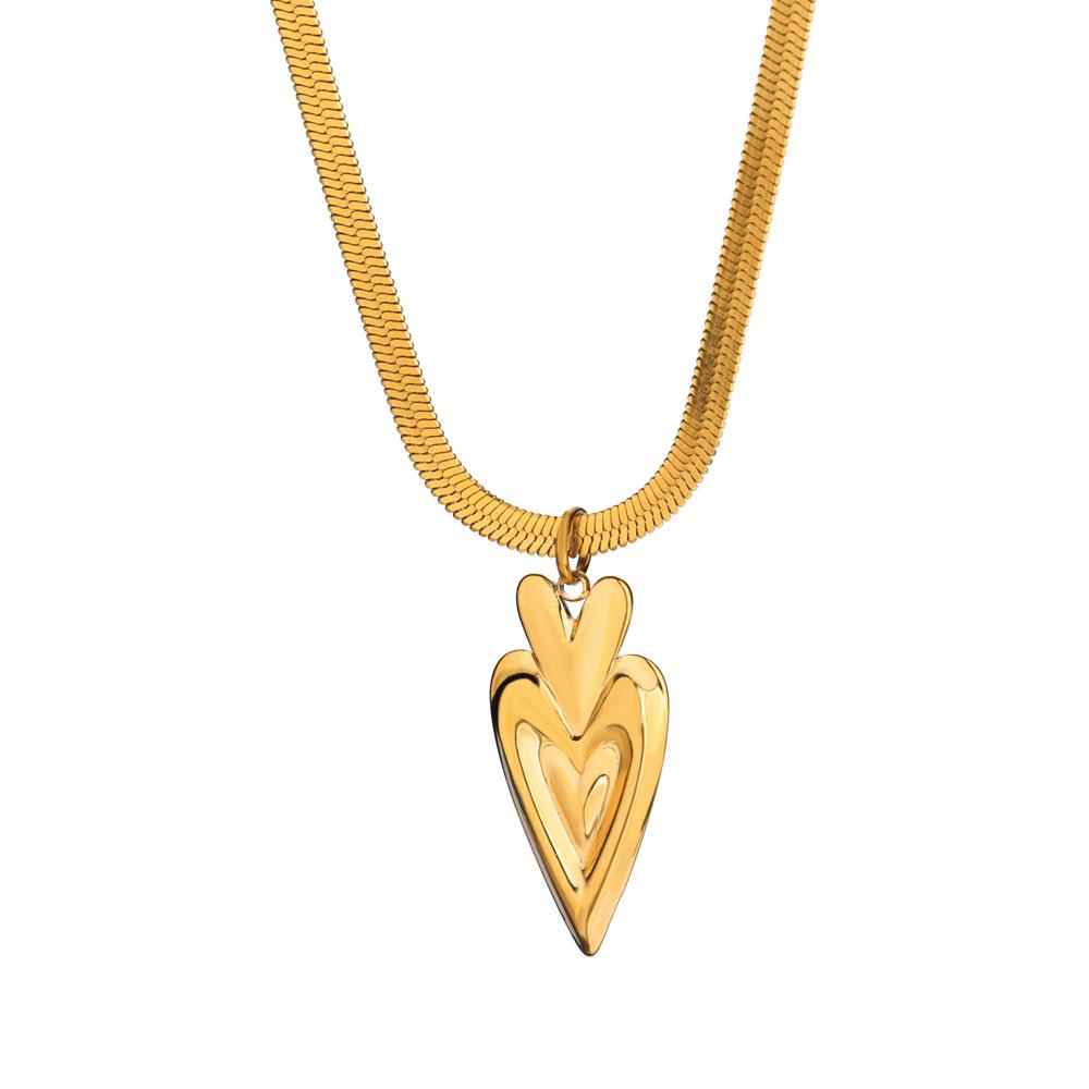 

Geometric Heart Necklaces For Women Gold Color Stainless Steel Snake Chain Heart Necklace Aesthetic Wedding Vintage Jewelry Gift