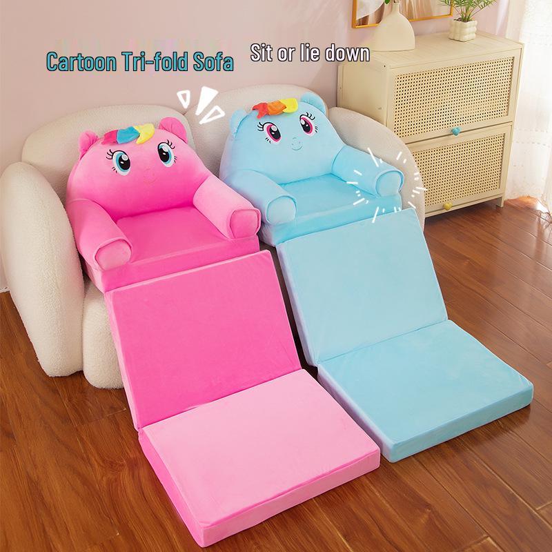 Foldable Three-Fold Cartoon Sofa for Kids: Lazy Baby Seat & Tatami Nap Sofa