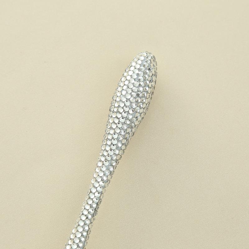 Portable Slim Waist Rhinestone Makeup Brush with Nylon Bristles