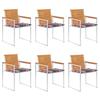Garden Chairs Set of 6 with Cushions Solid Acacia Wood