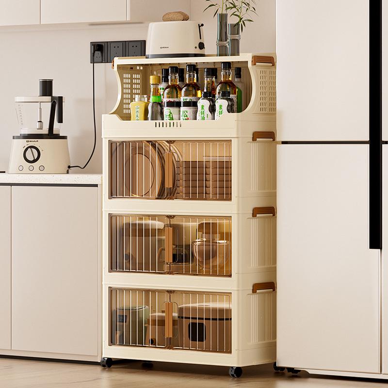 Foldable Dustproof Multi-Layer Storage Cabinet for Kitchen & Living Room