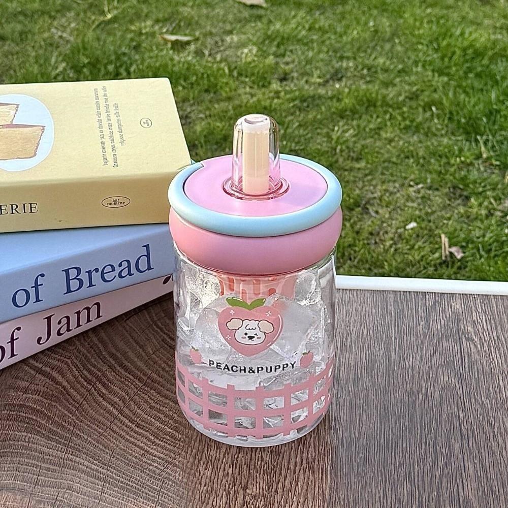 

Portable Lifting Ring Water Cup 500ml Transparent Straw Cup Tea Separation Water Bottle 500ml рожевий