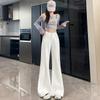 White Wide-leg Big Flared Jeans for Women In Spring and Autumn New High-waist Loose Elastic Slimming Floor Flared Trousers