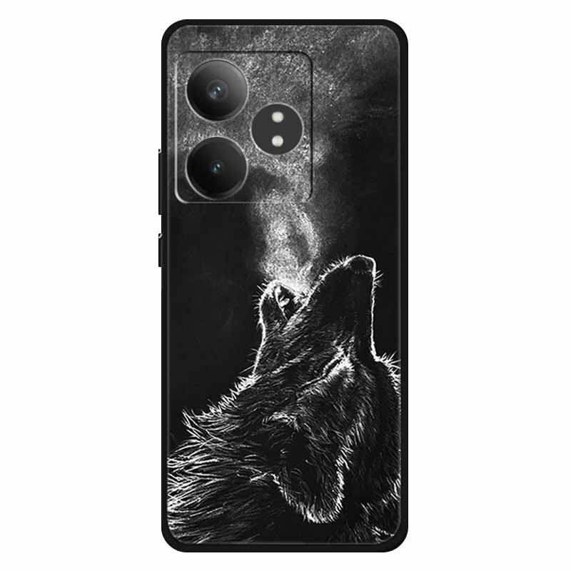 For Realme GT 6T Case Soft Feeling Silicone Luxury Phone Covers For Realme GT 6 GT6 Cases TPU Painted Marble Beautiful GT6t Wolf
