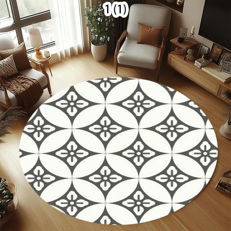 French Retro Living Room Decoration Round Carpet Large Area Rugs for Bedroom Home Washable Floor Mat Non-slip Soft Cloakroom Rug
