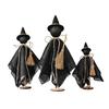 3Pcs/Set Black Witch Decorations Standing Witch with Hat Broomstick Desk Decor Rustic Halloween Centerpieces for Home Farmhouse Mantel Dining Table