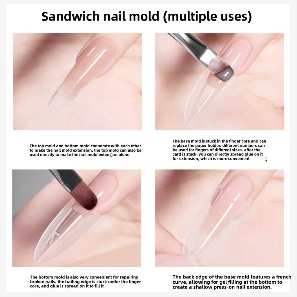 240 Peças Unhas Postiças Longas trapezoidais ovais modelo de unha de extensão cola fototerapia molde de construção para salões de unhas