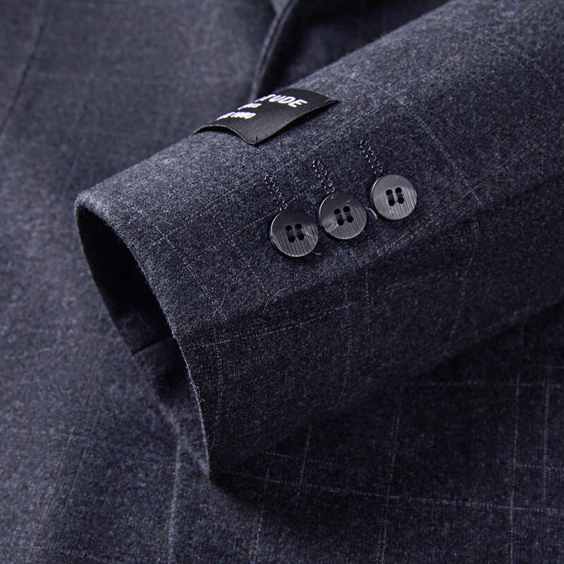 MONTAGUT Men's Brushed Warm Business Suit Jacket with Dark Plaid Pattern