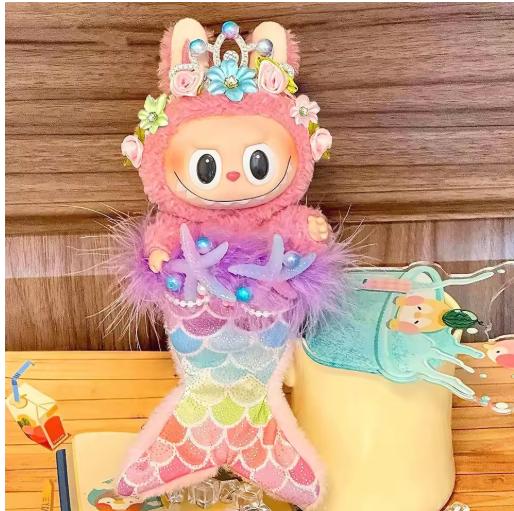 Anime 15-17cm Labubu Kleidung Beliebte Neue Produkte Mode Klettverschluss 17cm Puppe Süßes Kleid Lässiges Set Rock Plüschtier Kleidung