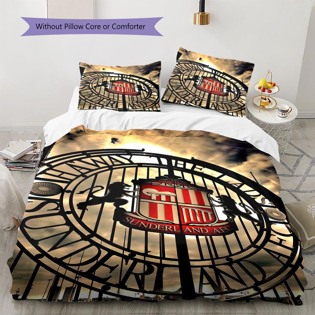 Sunderland AFC Pattern Bedding,Quilt Set Quilt Cover Pillowcase Home Birthday Gift(1 * duvet cover + 2 * pillowcase, without core)