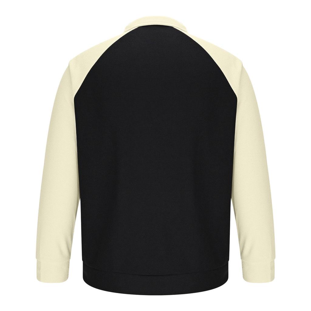 Men Golf Shirt Long Sleeve Colorblock Sweatshirt Lightweight Knitted Shirts