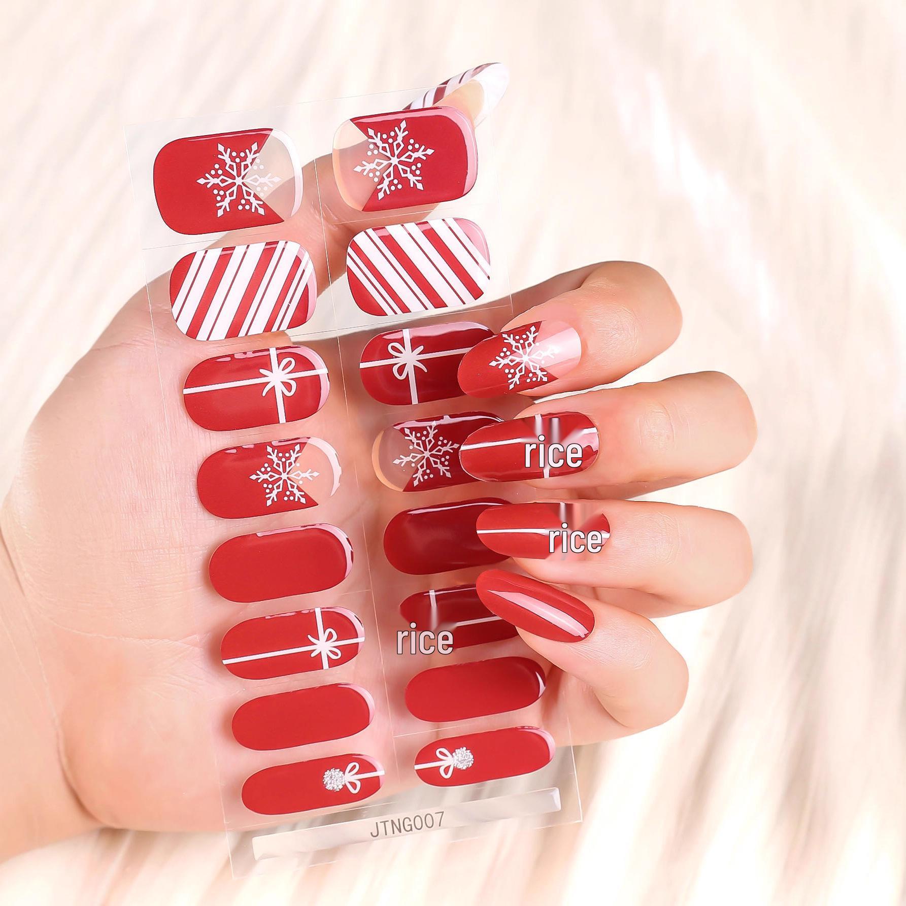 

Святкові різдвяні напівзатверділі гелеві наклейки для нігтів – 16 УФ гелевих наклейок для нігтів