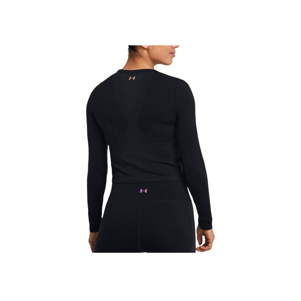Under Armour UA Vanish Elite Solid Color Crew Neck Long Sleeve T-Shirt Women Tops Black 1383649-001