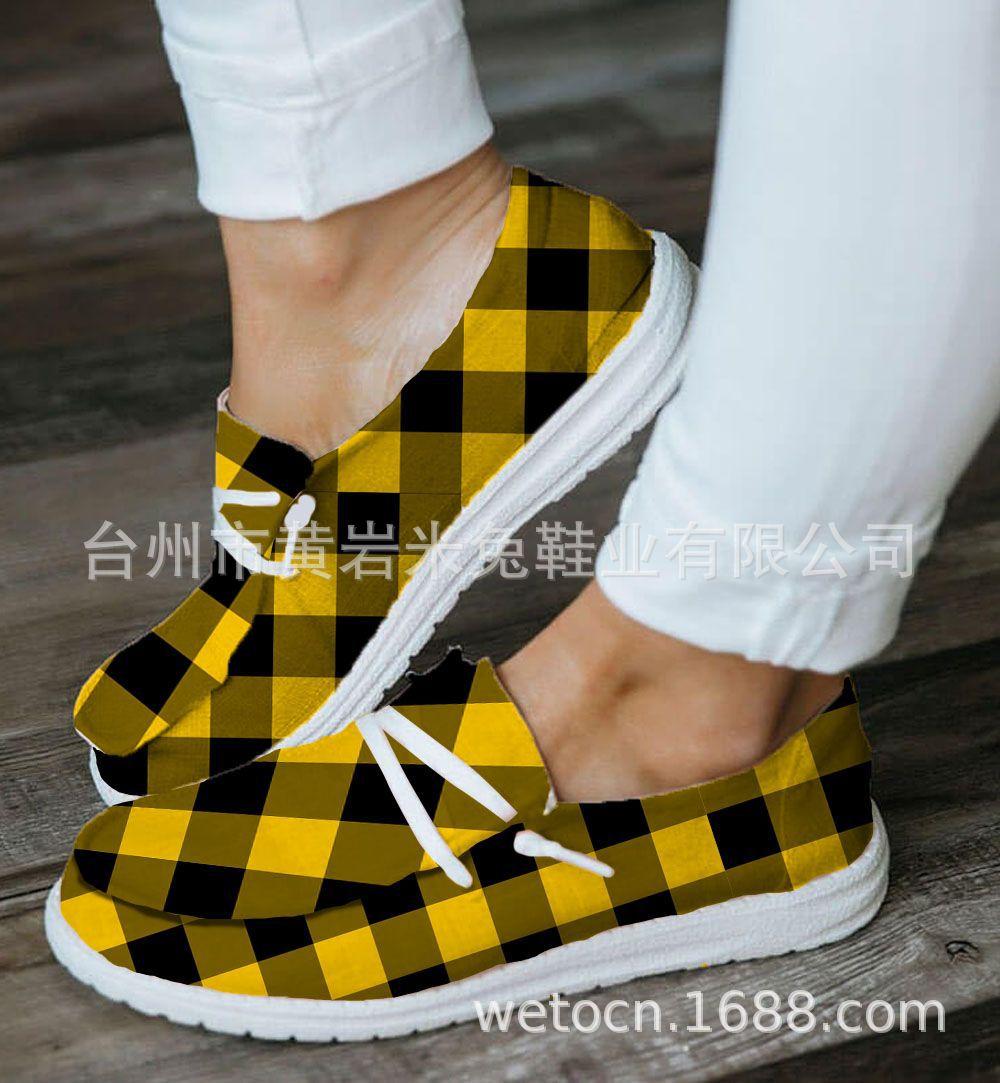 

Новый флаг постепенное изменение цвета сочетание цветов повседневная одинарная обувь пара клетчатый принт тканевая обувь большой размер 43