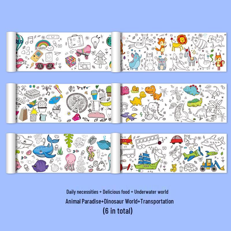 Rotolo extra lungo per scarabocchi e colorare per bambini: Tela Grande per Pittura, Disegno e Tracciamento
