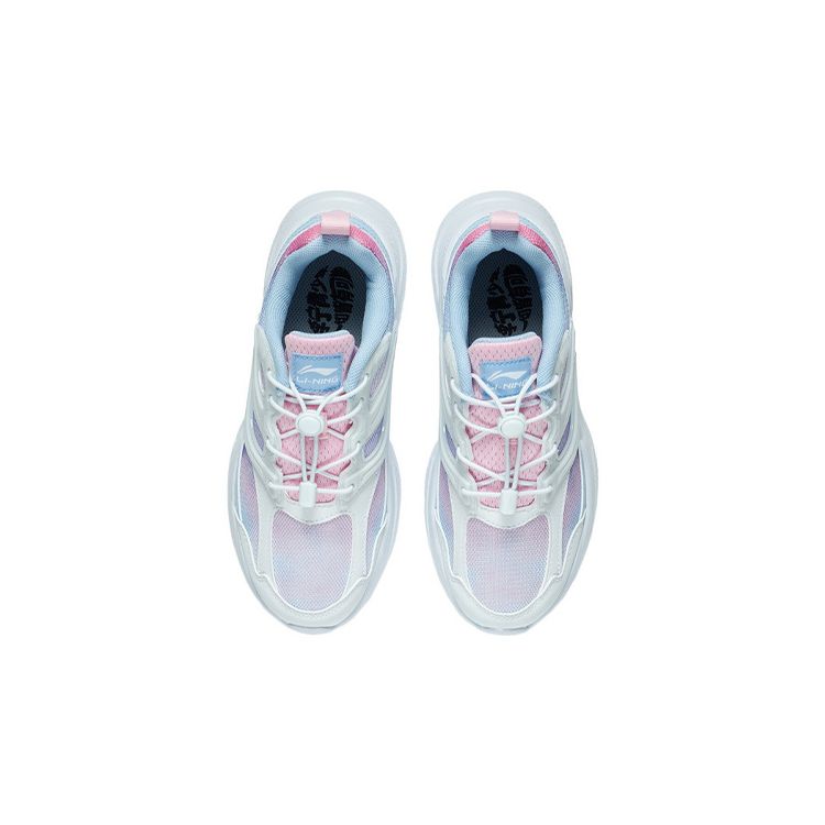 LiNing Youth  Windbreaker Shock Absorption Non-Slip Wear-Resistant Casual Sports Shoes Kids Sneakers White Blue YKCS030-2