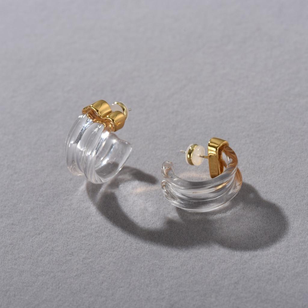 Personalized C-Type Resin S925 Silver Needle Stud Earrings, Advanced Sense Of Tide, Exquisite And Simple Temperament, Versatile Earrings