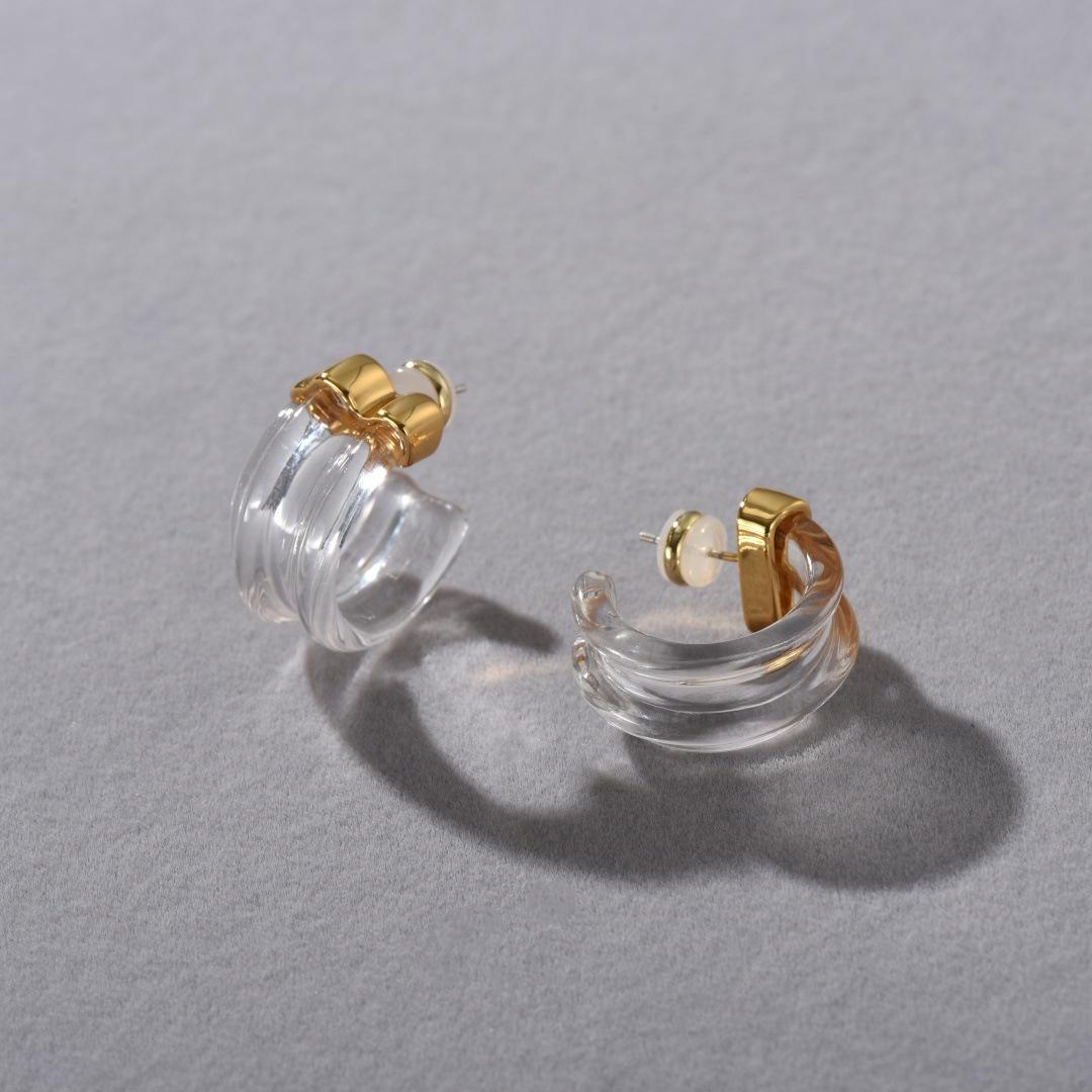 Personalized C-Type Resin S925 Silver Needle Stud Earrings, Advanced Sense Of Tide, Exquisite And Simple Temperament, Versatile Earrings
