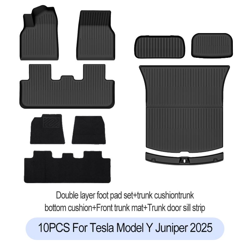 For Tesla New Model Y Juniper Premium/Performance 2025+ TPE Floor Mats Luggage Mat Wear-resistant Foot Pads ModelY Trunk Mats