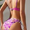 Women's Pink Floral Print Bikini Set Wrap Front Tie Side Two Piece Swimsuit