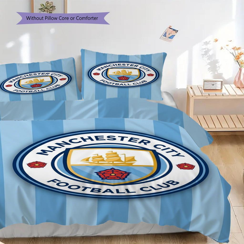 Manchester City Pride. Bedding (1 * duvet cover + 2 * pillowcase, without core) 2DFlat Duvet cover and pillowcase Christmas birthday gift