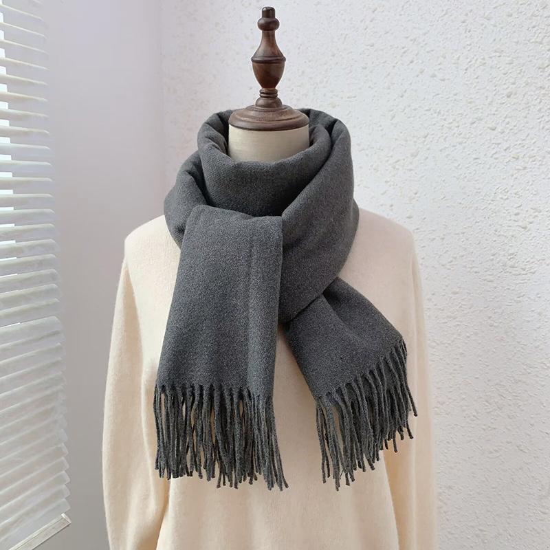 

Woman Winter Solid Cashmere Shawls Scarf Thick Warm Scarves Tassels Pashmina Bufanda Ladies Wraps Cape Fashion Long Shawls Scarf