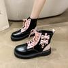 Mode Europäisch und Amerikanisch Farbpassende Kurze Stiefel 2024 Herbst und Winter Design Dicke Sohle Schleifenschmuck Mode Stiefel Trafza