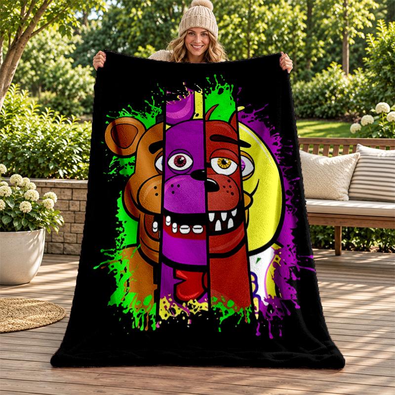 Five Nights At Freddy Blanket Flannel Blanket Soft Cozy Plush Throw for Sofa Bed Lightweight Home Decoration Gifts for Christmas Various Holidays