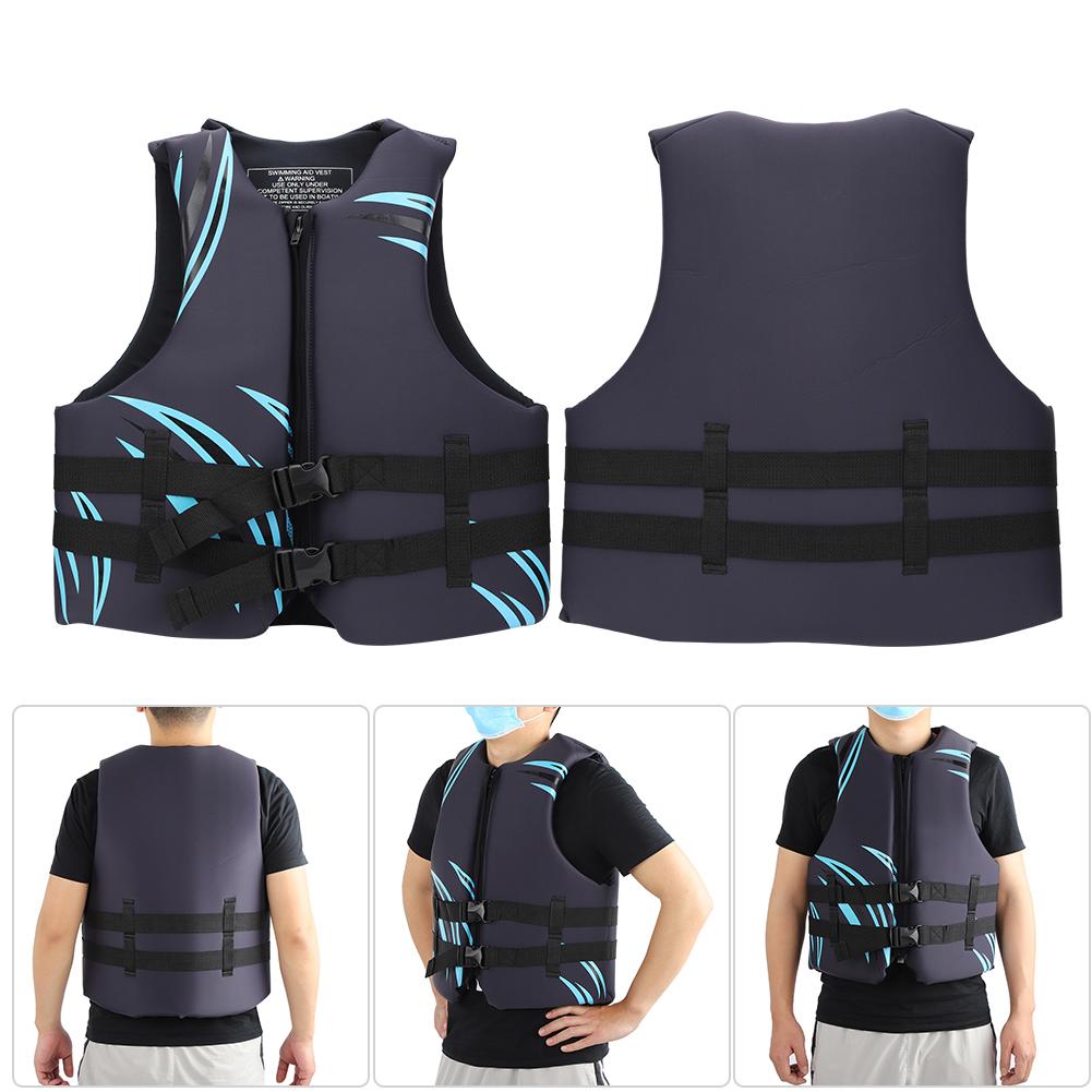 EPE Pearl Wool Blue Black  Adults Seaside Motorboat Life Jacket Vest for Swimming Fishing Drifting SuppliesBlue Black L