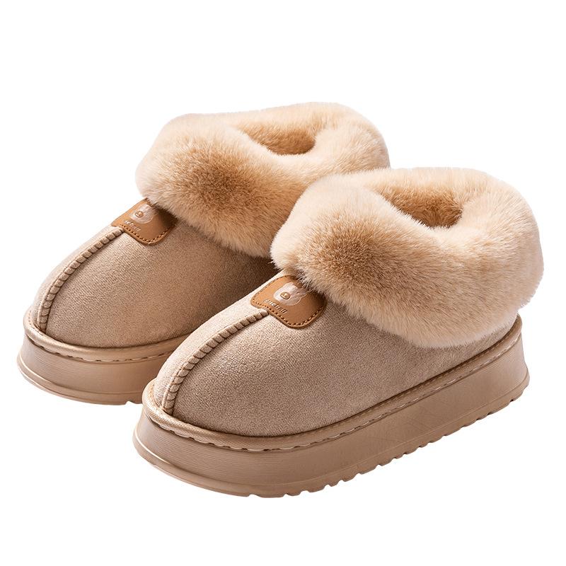 Thick-soled snow boots 2025 winter new piled and thickened Northeast large cotton shoes with one foot on the bread fluff shoes