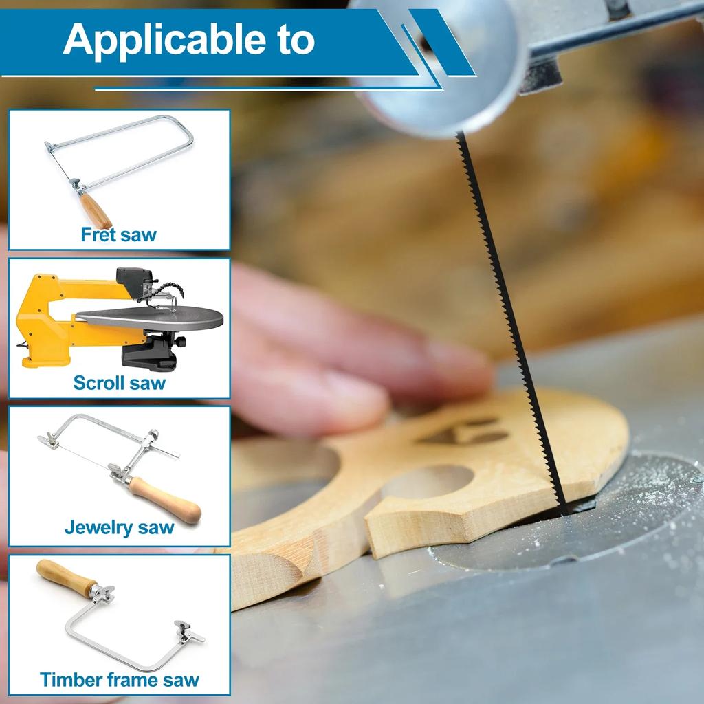 50Pcs Scroll Saw Blade Pin End Compatible with SK5 High Carbon Steel 5inch Woodworking Metal Cutting Scroll Saw Blade Tools