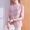 Elegant New Chinese Style Chiffon Top for Middle-Aged Women