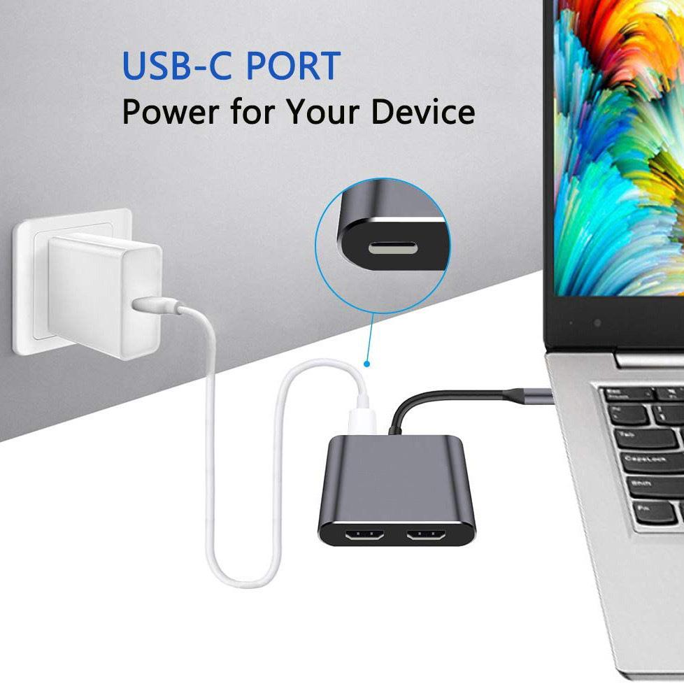 USB-C to Dual 4K HDMI Hub, 4-in-1 Docking Station with PD and USB 3.0 for MacBook