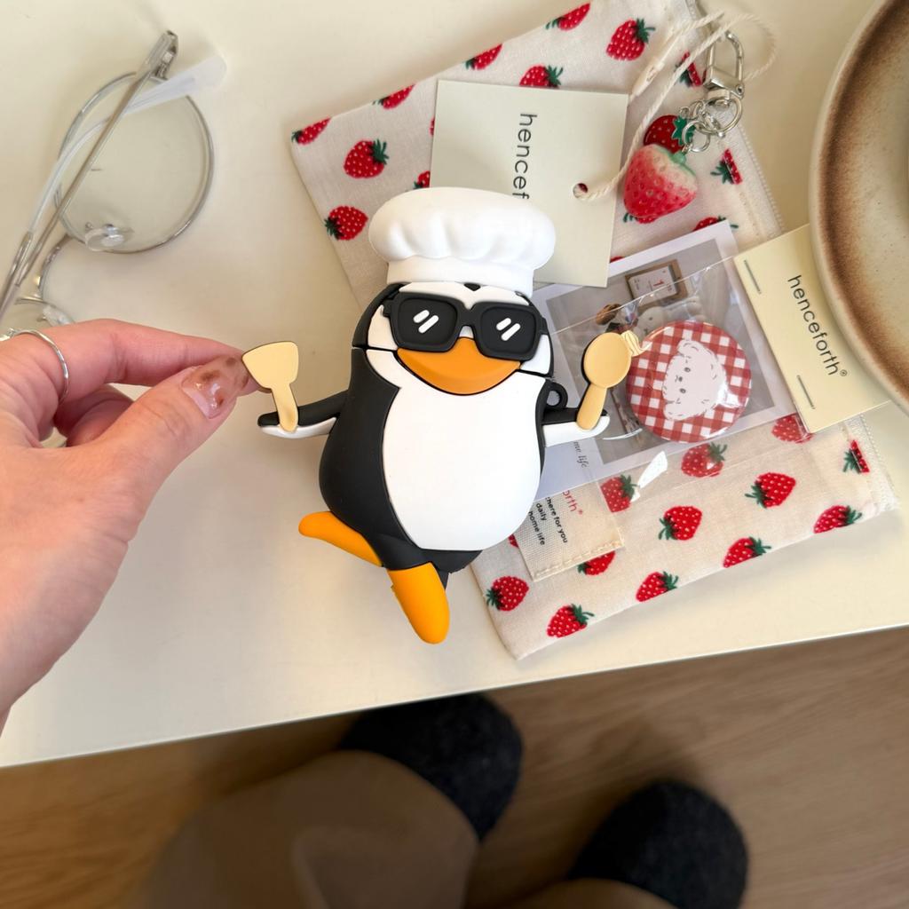 Cute dancing penguin for airpods4 apple bluetooth 2/3 generation AirPods pro3 earphone cover silicone