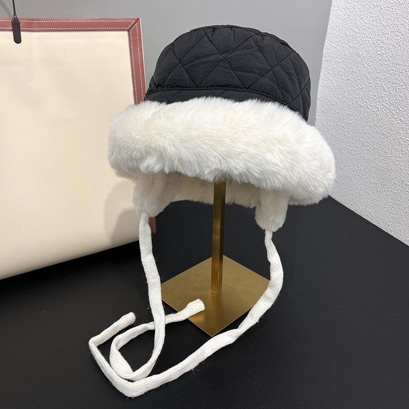 Add Velvet and Thicken Winter Shopping Ear Protection and Cold Warm Hat for Women's Hairy Lei Feng Hat Casual Trend Fisherman Hat