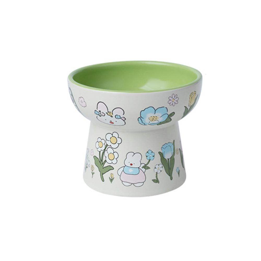 

Diagonal Ceramic Cat Bowl Non-Slip Water Bowl Practical High Foot Drinking Bowl For Cat Dog Flat