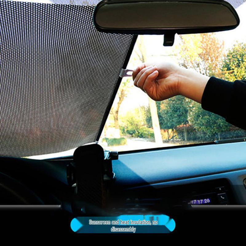 Retractable Titanium Silver Sunshade for Home & Car - High-Definition Transparent Car-Mounted Sun Curtain