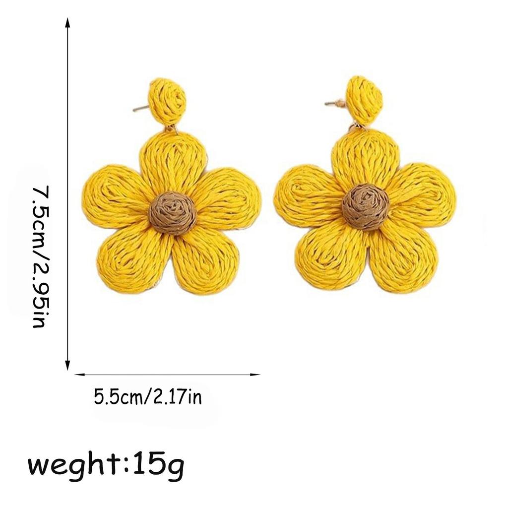 Weaving Flower Earrings For Women, Niche Flower Petals Bohemian Vacation Style Jewelry Gift