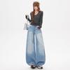 Autumn Winter High Street 3D Cut Relaxed Slim Saber Cut Wide Leg Denim Pants For Women Casual Pants Oversize Denim Trousers