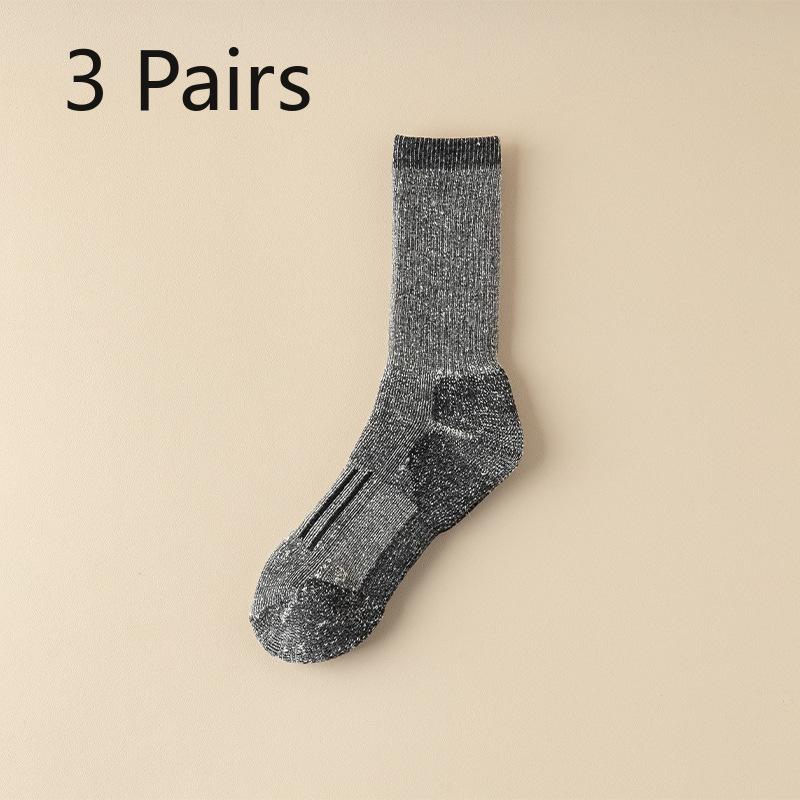 3 Pairs of New Men's Autumn and Winter Thick Plush Warm Towel Bottom Sports Tube Socks
