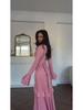 Women's Elegant Slim Fit Long Dress - 2025 European & American Style with Soft Long Sleeves