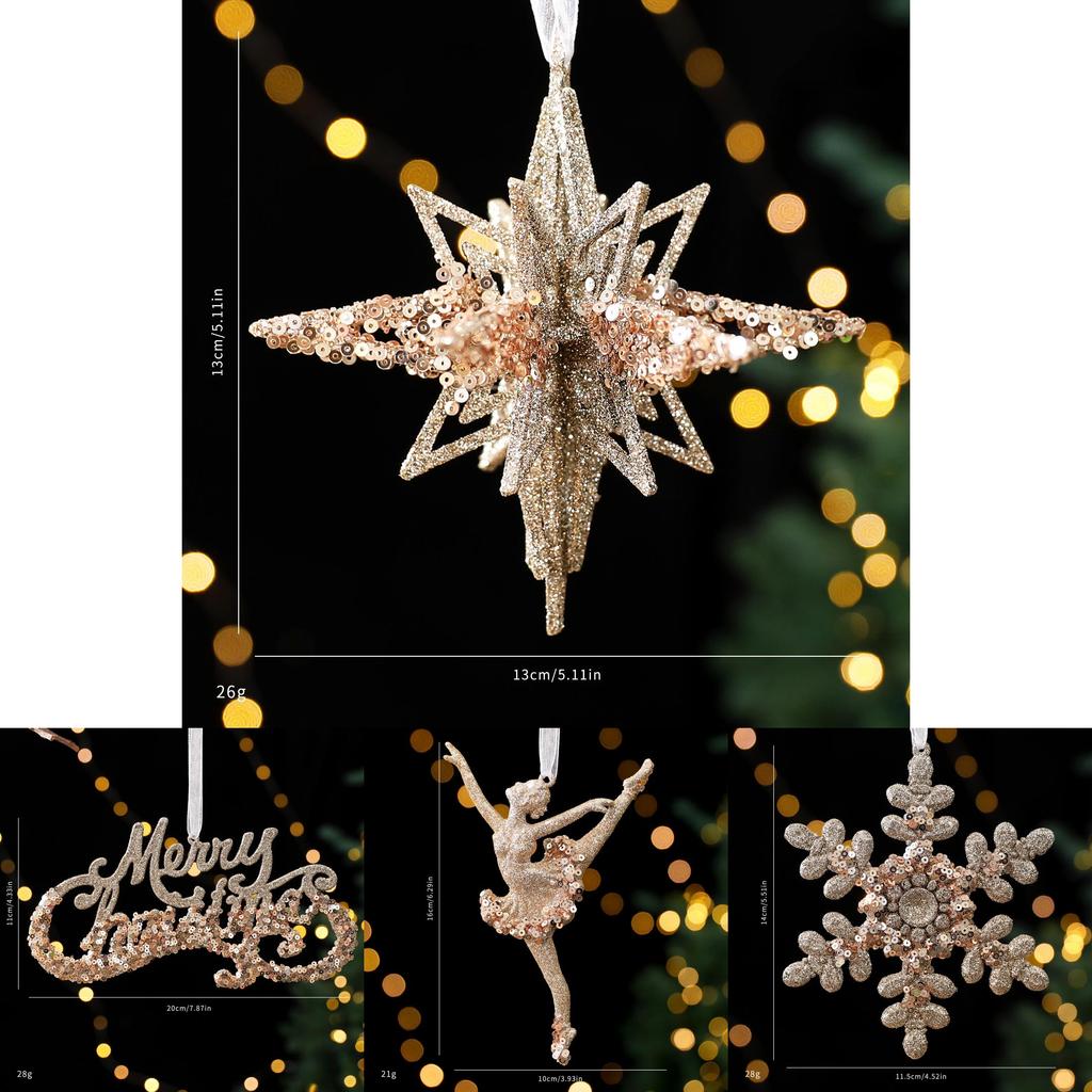 Christmas Scene Decor With Pc Snowflake And Reindeer Ornaments For Holiday Party