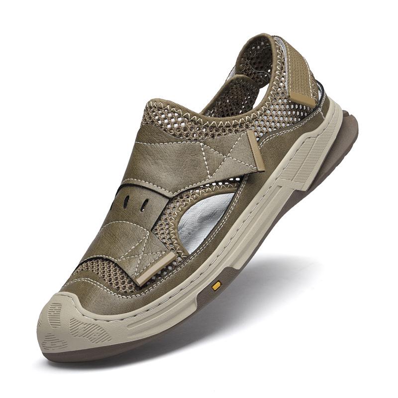 Men s 2025 Summer Flyknit Breathable Closed-Toe Casual Beach Sandals - Large Size 44