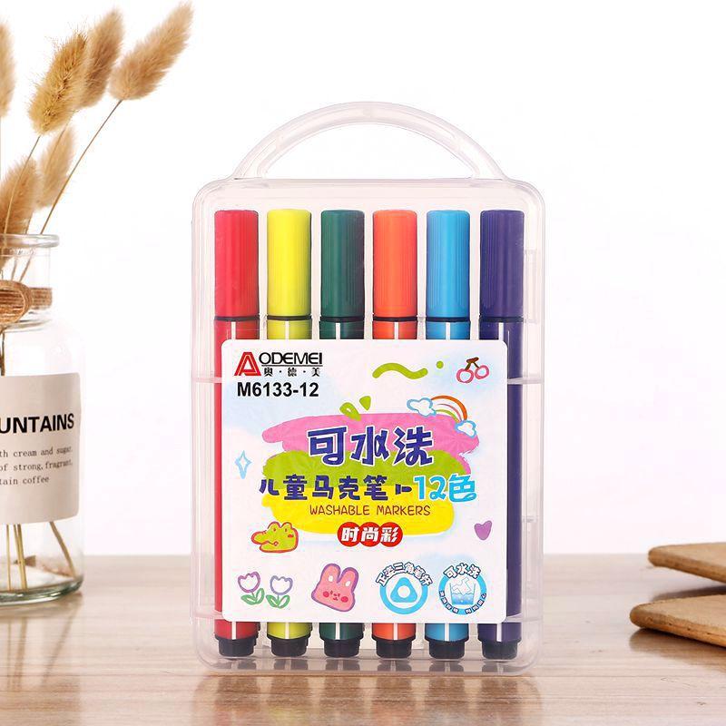 

12-Color Children S Marker Positive Posture Triangle Pen Holder Primary And Secondary School Students Painting Multi-Color Watercolor Pen Art Diy